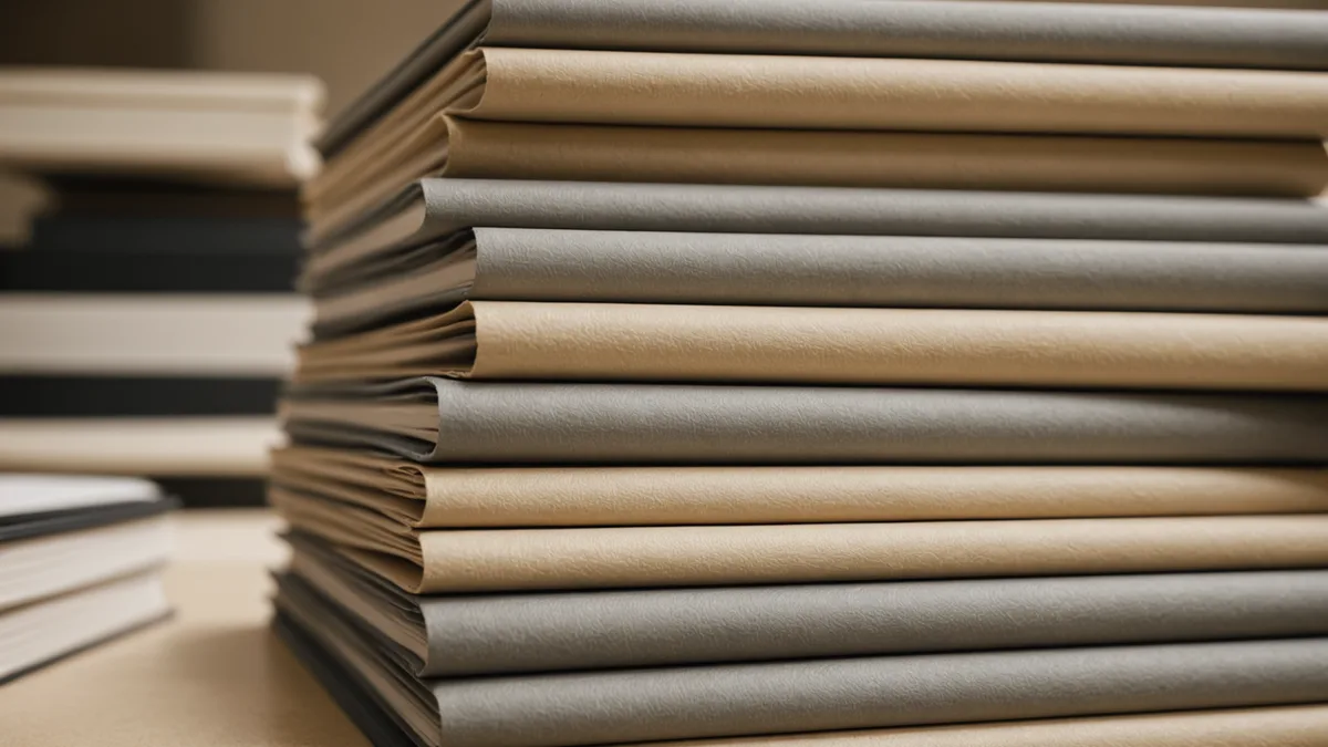 Stack of defense regulatory documents and binders on a desk